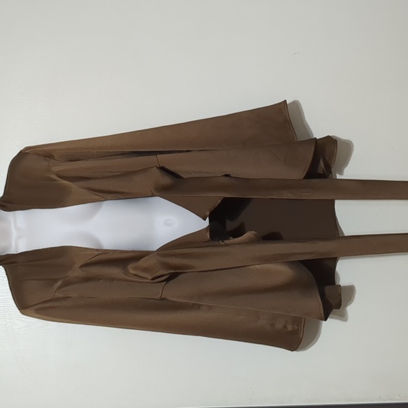 Free People Harley Tunic Brown Doe Eyes Wrap Top size Medium - Picture 6 of 10